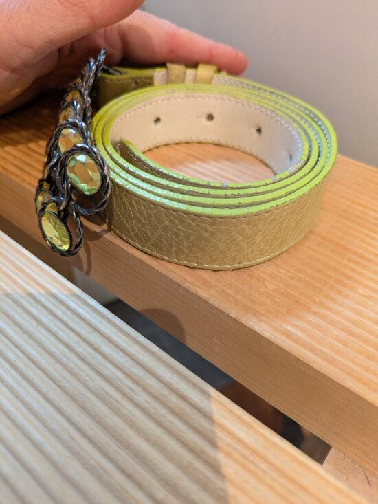Claudio ORCIANI Vintage design lime green belt w/ green crystals main image 6